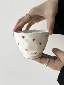 1pc/2pcs Valentine's Day Mug, Asymmetrical Cute Handgrip Cup, Small Ceramic Coffee Mug, Breakfast Milk Cup, Home Afternoon Tea Latte Cup, Juice Beverage Cup, Dessert Ice Cream Cup, Couple Water Cup, Holiday Gift Mug For Family And Friends - Multicolor - View 14