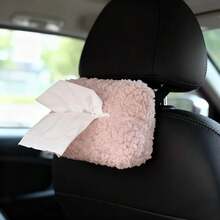 柔软车载毛绒纸巾盒，节省空间 - 均碼 - 查看 3
