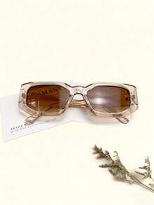 1 Pair Retro Polygonal Tinted Fashion Glasses, Fashionable For Casual Wear, Vacation, Beach, And Daily Outings - Multicolor - View 4