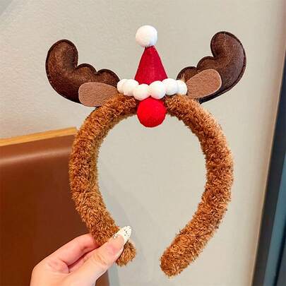 Christmas Headbands Cute Reindeer Snowman Star Hair Hoop Plush Headpiece