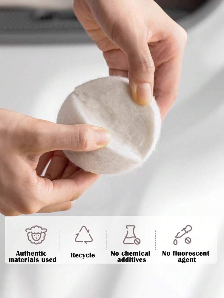 3/6个装可重复使用羊毛烘干球 - 适用于家用清洁产品中的洗衣机和织物，可替代衣物柔顺剂，减少褶皱和静电吸附 - 白色 - 查看 6