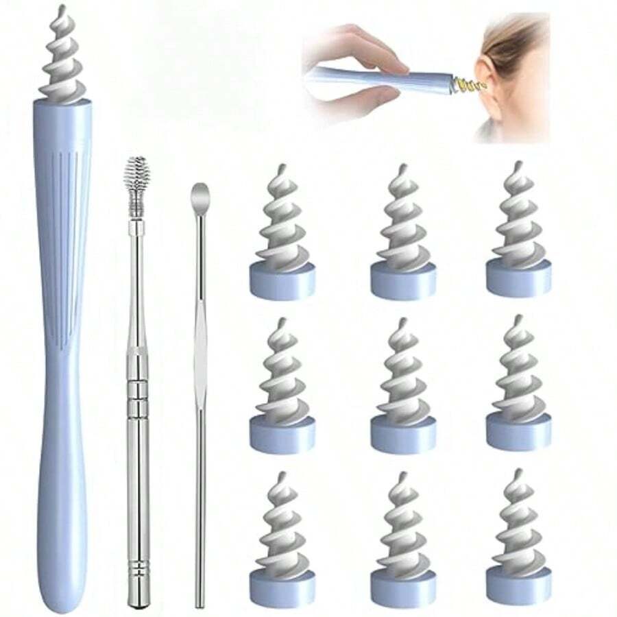 TYUI 3 In 1 Ear Wax Removal Tool 2024 Q-Grips Ear Wax Removal Reusable Washable Replacement Soft Silicone Tips For Cleaner Earwax Ear Wax Removal Kit - như hình ảnh - Xem 1