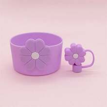 2pcs/Set Christmas Cup Accessories, Silicone Dustproof Straw & Straw Lid