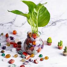 30-250g Assorted Polished Bohemian Natural Stones And Crystals - Vibrant Gemstones, Suitable For Home Decor, Fish Tanks, Succulent Glass Containers, Garden And Planter Decorations, Landscaping | Boho Style | Decorative Pebbles