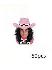 定制人脸五彩纸屑 - 亮面照片剪纸，适用于生日、节日和特殊活动 | 牛仔和女牛仔主题派对装饰 | 个性化人脸桌面装饰，适用于婚礼、单身派对和庆祝派对
