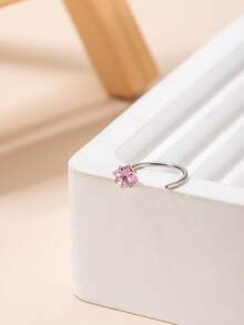 1 件迷人、精致、简约的方形不锈钢人造锆石鼻环，适合女性在夜店、派对、生日和节日等场合佩戴，是理想的礼物之选。 - 粉色 - 查看 2