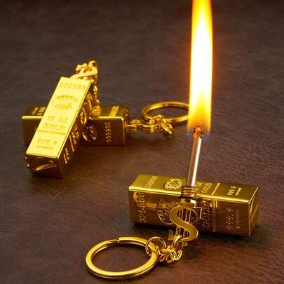 2/3/5pcs Permanent Lighter, Creative Golden  Small Match Stick, Multi-Functional Metal Kerosene Lighter, Mini Igniter, Suitable For Outdoor Camping Fire-Making, Gift For Boyfriend Or Father (Without Oil), Without Battery
