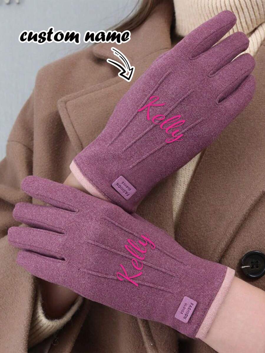 Customized Winter Warm Gloves, Suitable For Winter, Women/Men, Windproof And Warm, Fit For Cycling, Driving, Party, Work, School, Home, Running, Hiking, Outdoor Sports, Christmas Gift, Comfortable Fabric, Non-Slip, Touchscreen, Lightweight, One Size, Personalized, Anniversary Gift, Wedding Gift, Bride Gift, Bridesmaid Gift, Wife Gift, Women Gift, Girlfriend Gift, Exclusive Customization - Multicolor - View 1