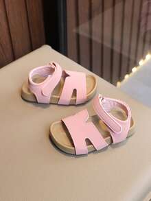 儿童夏季凉鞋，新款时尚露趾公主鞋，软底幼儿女童拖鞋，男童款 - 粉色 - 查看 3