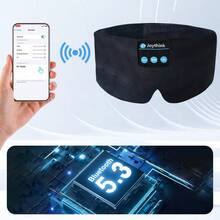 Sleep Headphones Bluetooth Sleep Mask Silk Headband Earphones Bluetooth Eye Mask For Sleeping On Side Blackout Soft Sleep Earphones Music Eye Cover Black - 黑色 - 查看 4