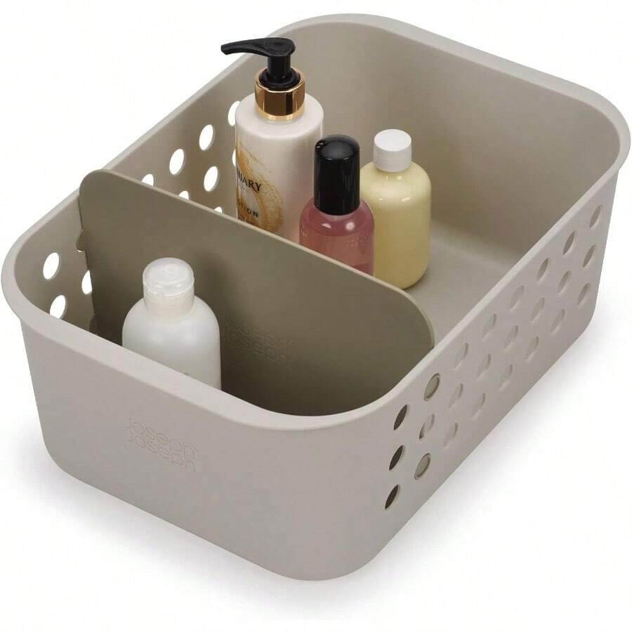 Midiu Joseph Joseph EasyStore - Slimline Bathroom Entials Storage Basket Organiser With Moveable Pot And Divider Ecru - 大號(1 包) - 查看 1