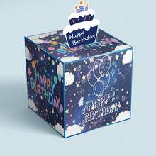 1 set Caja de dinero con tarjeta de cumpleaños extraíble y bolsas - Una manera divertida de regalar efectivo para cumpleaños - Negro - Ver 3