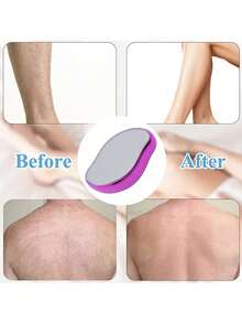1件装水晶脱毛器，男女通用 - 无痛去角质，可重复使用，防水脱毛工具，适用于光滑背部、手臂、腿部，时尚设计，经久耐用 - 彩色 - 查看 3