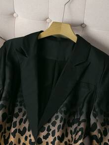 女士时尚豹纹渐变西装外套 - 棕色 - 查看 4