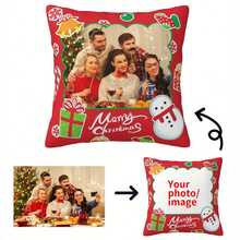 1 pièce Taie d'oreiller personnalisable avec texte, lettre, portrait, visage mignon de couple, famille, vacances, Noël, Saint-Valentin, photo DIY. Convient pour la famille, les couples, les enfants, les animaux de compagnie, les amis. Housse de coussin imprimée unilatéralement, convient pour le salon, le canapé, la chambre, sans l'insert de coussin - Multicolore - Voir 11