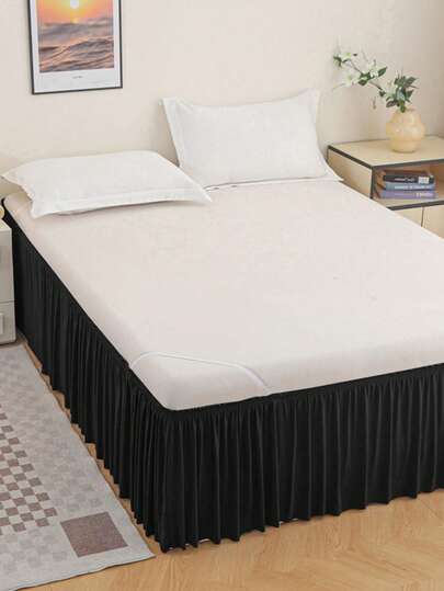 1 szt. Jednokolorowa elastyczna spódnica na łóżko z mlecznego jedwabiu, 4-stronna, owijana, modna spódnica na łóżko chroniąca pościel, odpowiednia do domu, hotelu, motelu i innych okazji