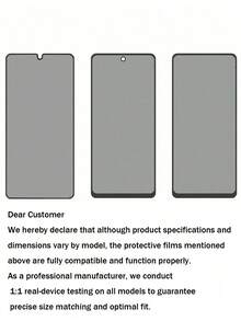 XINHONGYU 3片装隐私屏幕保护膜，兼容三星Galaxy A56，磨砂陶瓷隐私膜，柔性TPU材质，非玻璃材质隐私陶瓷保护膜，适用于Galaxy A17 A16 A15 A14 A13 A12 A26 A25 A24 A23 A22 A36 A35 A34 A33 A32 A56 A55 A54 A53 A52 A07 A06 A05 A05S A04 A03系列[不支持指纹解锁]，易于安装，兼容手机壳，屏幕保护必备，适用于日常防护、办公、手机屏幕保护，手机配件，防窥防水防震防摔防刮。 - 3件 - 查看 8