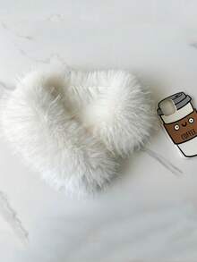 1条女士仿皮草围巾，时尚百搭保暖围巾，仿皮草领，围巾配饰，防风保暖，适合休闲户外穿着 - 彩色 - 查看 4