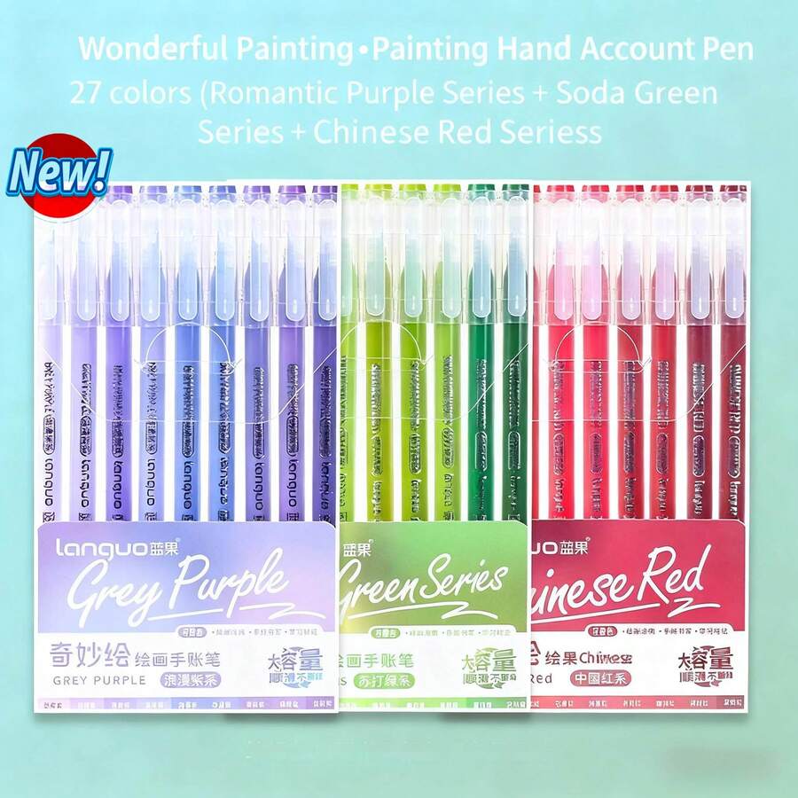 6pcs/9pcs Set Gradient Color Pens/Highlighters By Langer, 0.5mm Tip, Transparent Barrel, Suitable For Drawing, Marking, Student Notes, Handbook Making, Office, School Supplies, Back To School Season