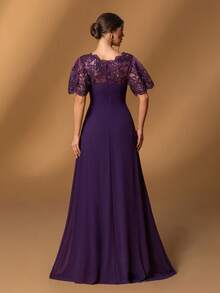 Faeriesty Đầm dành cho mẹ cô dâu Mosy với cổ chữ V thanh lịch, bèo nhún trễ vai mềm mại và dáng chữ A duyên dáng, điểm xuyết ren đính cườm – lý tưởng cho các lễ cưới trang trọng, dạ hội lớn, sự kiện thắt cà vạt đen, lễ kỷ niệm và các bữa tiệc tối sang trọng. - Màu tím - Xem 3