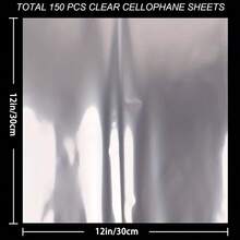 150/200/300 hojas de celofán transparente, papel de regalo transparente para envolver regalos, papel de envolver de celofán cristalino, adecuado para conos de henna y manualidades DIY. - transparente - Ver 10