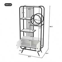 80 X 30 X 180 Cm Metallregal, White Lagerschrank With Doppeltür, Drei Regalböden, Schwarzes Metallregal, High Metallfüße, Rounde Dekoration, White + Black - Black - View 5