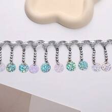 2 Yards 6cm Wide Silver Beads Sequins Beaded Fringe, Fashion Dress Costume Handbag Shoes Fringe, Lampshade Fringe - Multicolor - View 5