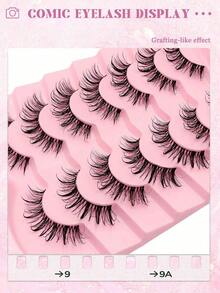5Pairs Fluffy Wet Look Manga Lashes Thick Thai Style Anime Cosplay False Eyelashes Clear Band Spiky Dramatic Photogenic Doll Lashes Japanese Korean Lashes - 漫畫中濕漉漉的睫毛 - 查看 6
