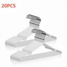 20 Piezas Ganchos para Ropa Perchas de Metal Antiderrapantes 40 CM Que Ahorra Espacio Perchas Ropa para Estándar de Adultos Resistente y Duradera para Camisas Pantalones Vestido y Abrigo - Blanco - Ver 1