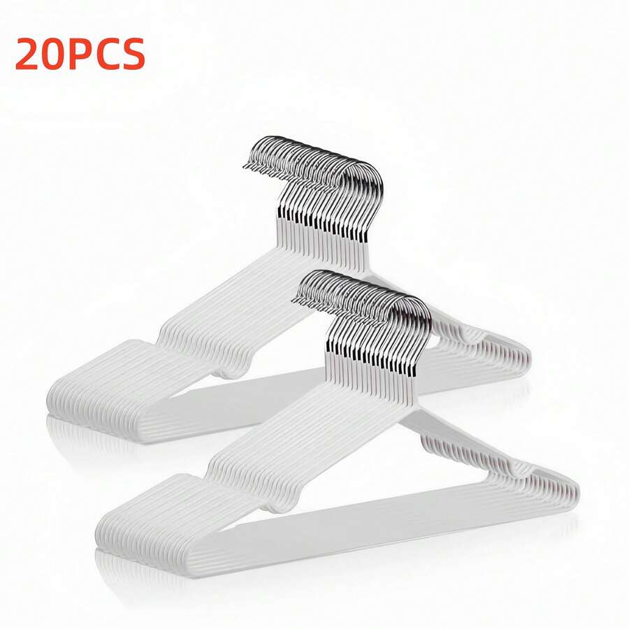 20 Piezas Ganchos para Ropa Perchas de Metal Antiderrapantes 40 CM Que Ahorra Espacio Perchas Ropa para Estándar de Adultos Resistente y Duradera para Camisas Pantalones Vestido y Abrigo - Blanco - Ver 1