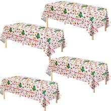 4pcs/1pc Plastic Rectangular Tablecloth 54x108 Inches, Disposable Table Cover, Holiday Christmas Decor, Picnic Dining Table Cloth, Christmas Pattern Print Tablecloth, Kitchen Decor, Holiday Party - Red - View 1