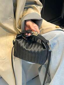 Fashionable Contrast Color Handbag, Versatile For Commuting - Black - View 6