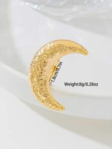 1pc Fashionable Crescent Moon Metal Design Ring, Cute Curved Moon, Versatile For Daily Wear, Festivals, Star & Moon Jewelry Series, Personalized, European & American Style, Hip-Hop Street Vibe Accessory, Simple Yet Elegant Gift - Yellow Gold - View 4