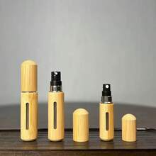 1/2PCS Perfume Bottling At The Bottom Part Of The Bamboo Shell Directly Fills Perfume Bottles, Refillable Mini Perfume Sample Bottle Perfume Container Travel Mist Spray, Used For Cosmetics Essential Oil, Spray Bottle 5ml 8ml Small Empty Bottle - Wood Color - View 3