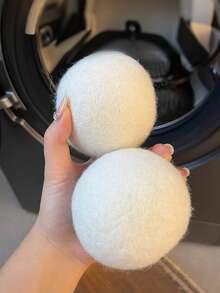 3/6个装可重复使用羊毛烘干球 - 适用于家用清洁产品中的洗衣机和织物，可替代衣物柔顺剂，减少褶皱和静电吸附 - 白色 - 查看 5