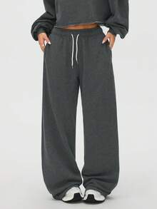 Damen Sporthose mit Schlitz und Einzeltasche, geeignet für Outdoor-Leisure, Training, Gym, Laufen, Lässig-Stil, elastische gerade Beine, Herbst/Winter