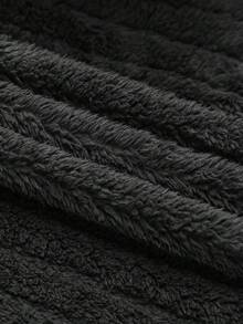 Multi-Color Fluffy Fleece Jacket - Collared, Button-Front, Cozy Warmth, Perfect For Winter Holidays & Daily Wear, Must-Have Fashion Staple - 黑色 - 查看 3
