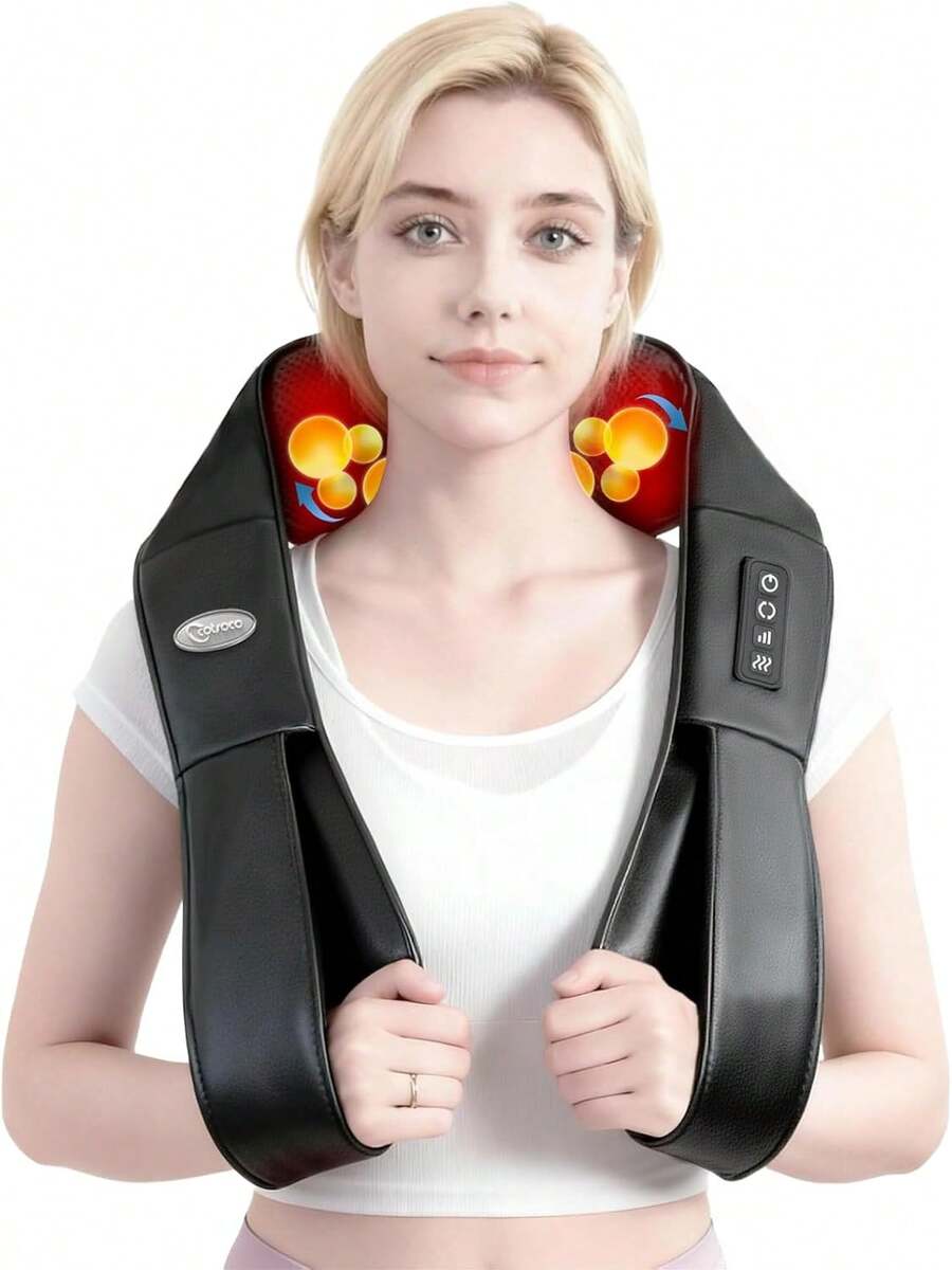 Masajeador de Espalda Masajeador de Cuello, Masajeador de Espalda y hombros con Calor, Masaje Cuello con 3 Velocidades, Masajeador Eléctrico para Hombros, Piernas, Pies, alivio del dolor Muscular Corporal, Regalos para Mamá y Papá - Negro1 - Ver 1