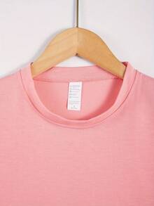 Basic Versatile Plain T-Shirt, Gym/Workout, Imported, Premium Fabric, For Her/Him, Gift, 100% Cotton Shirt, Immediate Shipping - 淺粉色 - 查看 3