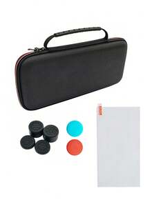 配件套装：1个便携包 + 6个摇杆帽 + 1个钢化玻璃屏幕保护膜，便携式提手设计，保护控制器免受跌落、刮擦、水和爆炸的损害。 - 彩色 - 查看 1