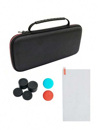 Accessories Set: 1 Carrying Case + 6 Joystick Caps + 1 Tempered Glass Screen Protector, Portable Handle Design Protects Controller From Drops, Scratches, Water And Explosions