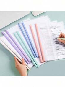 40pcs/30pcs/20pcs/10pcs/5pcs Retractable A4 Clear File Folder, Pull Rod Clip, Muted Color Water Drop Rod, Minimalist Document Folder, Resume Binder, High Capacity, Student Test Paper Clip, Expandable Document Organizer, Pastel Transparent Loose Leaf Binder, Mixed Color, Music Score Clip, School Certificate Holder, Open-Top Document Bag, Back To School Gift, Graduation Gift, Random Color - Multicolor - View 1