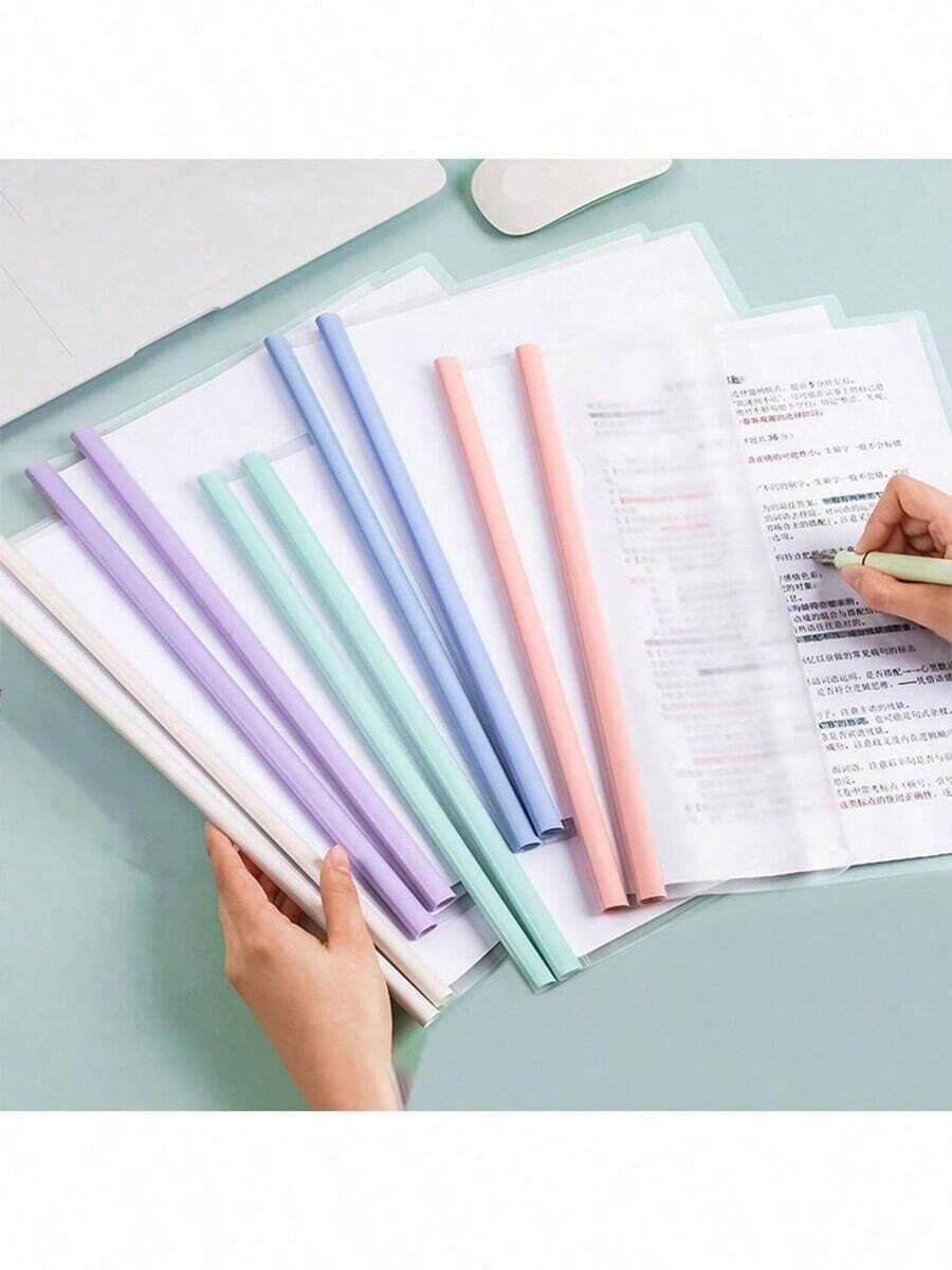 40pcs/30pcs/20pcs/10pcs/5pcs Retractable A4 Clear File Folder, Pull Rod Clip, Muted Color Water Drop Rod, Minimalist Document Folder, Resume Binder, High Capacity, Student Test Paper Clip, Expandable Document Organizer, Pastel Transparent Loose Leaf Binder, Mixed Color, Music Score Clip, School Certificate Holder, Open-Top Document Bag, Back To School Gift, Graduation Gift, Random Color - Multicolor - View 1