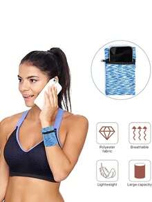1pc Unisex Sweat-Absorbent Running Wrist Wallet, Zipper Design Wrist Support Band, Suitable For Gym Workout, Jogging, With Zipper Coin/Key Multipurpose Storage Pouch - Multicolor - View 3