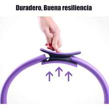 Anillo de Pilates, diámetro 15in/38cm Dual Gripped Fitness Aro de Resistencia Accesorios para Pilates, NBR Antideslizante Suave Confortable Ideal para Yoga - Morado - Ver 6