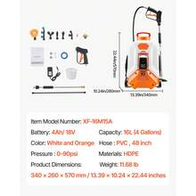 Battery Powered Backpack Sprayer, 4 Gallons Electric Backpack Sprayer, 2 Wands & 8 Nozzles, Adjustable 0-90 PSI, 4H Runtime, Portable Yard Garden Lawn Sprayers For Weeding Spraying Cleaning - 查看 7