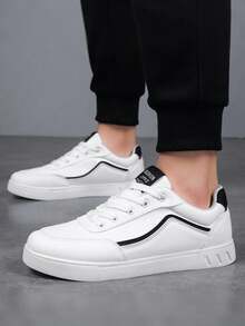 Tenis de hombre de skate en oferta, tenis para hombre de cuero baratos y de calidad, tenis hombre de skate con agarre firme, zapatos para hombre tenis hombre ideales para skaters y diario - Blanco - Ver 7