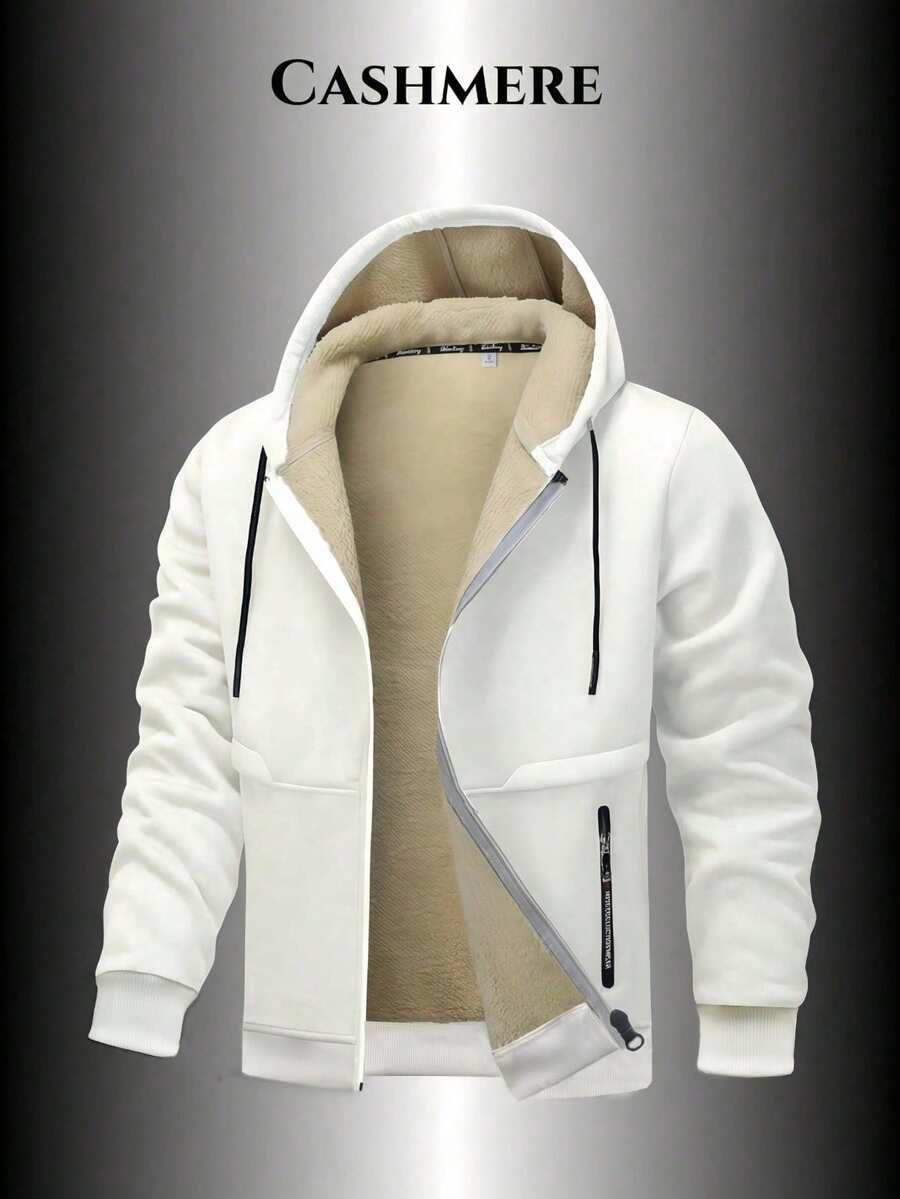 男士连帽羊羔绒卫衣外套，加厚保暖休闲户外运动服，冬季