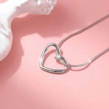 1 Stück 925 Sterling Silber Cut Out Herz Anhänger Halskette, minimalistischer & eleganter Stil geeignet für Alltag, Party, Urlaub. Tolles Geschenk für Familie, Freunde, Weihnachten, Valentinstag, Geburtstag