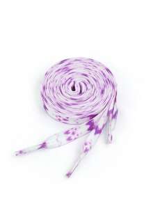 1 Pair Tie-Dye Basic Polyester Shoelaces, Suitable For Outdoor Wear All Seasons - White Purple - View 2